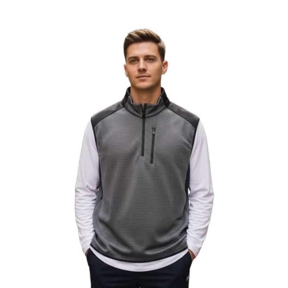 PGA Tour 2 Tone Gray Black Ottoman 1/2 zp Vest SZ XXL Golf Layering Prep Fairway